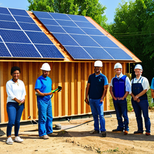 Social Impact Investing**

"A group of diverse individuals working together on a community project, like building a school or installing solar panels. The scene should convey a sense of collaboration and positive change. Fully clothed, appropriate attire, safe for work, perfect anatomy, natural proportions, professional, modest, family-friendly. Background: A rural or developing area with clear skies. Quality: high resolution, detailed, vibrant colors."

**