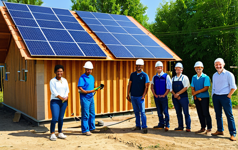 Social Impact Investing**

"A group of diverse individuals working together on a community project, like building a school or installing solar panels. The scene should convey a sense of collaboration and positive change. Fully clothed, appropriate attire, safe for work, perfect anatomy, natural proportions, professional, modest, family-friendly. Background: A rural or developing area with clear skies. Quality: high resolution, detailed, vibrant colors."

**